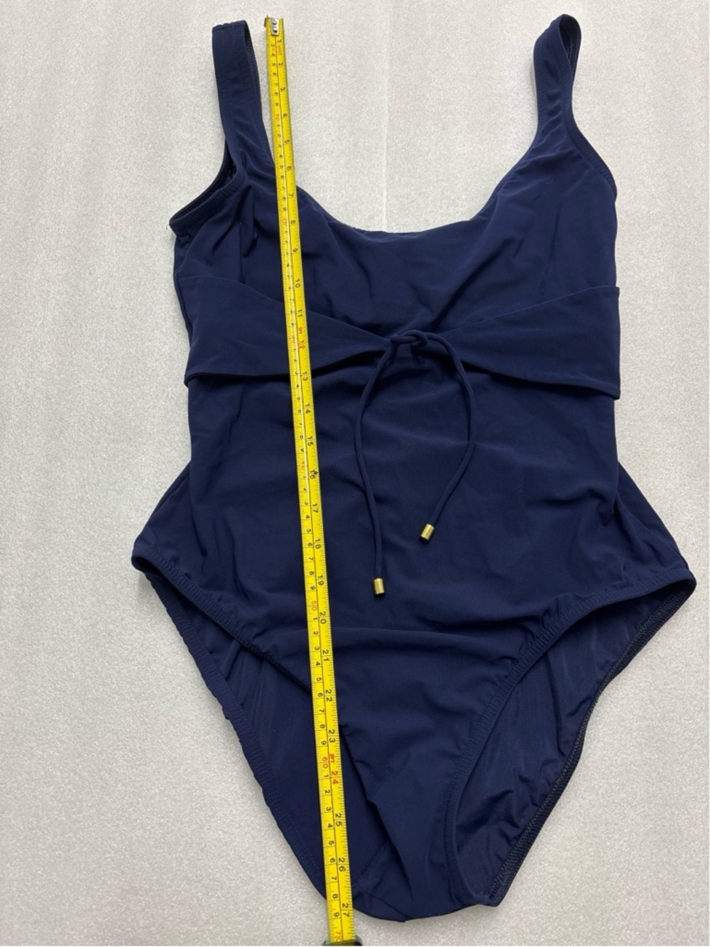 Karla Collette Classic Sleek Navy One-Piece Swimsuit ~ Waist Tie~ Size 14 - Picture 5 of 10
